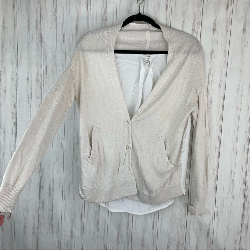 Lululemon cream cashmere blend button up sweater 4